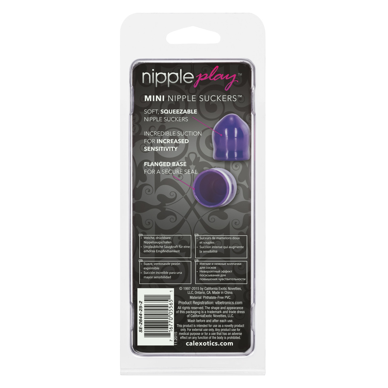 Nipple Play Mini Nipple Suckers Purple from California Exotic Novelties. Indulge in exotic stimulation fun with the discreet Nipple Play Mini Nipple Suckers. The small and perfectly formed squeezable nipple suckers are perfect for erotic and sensual play.