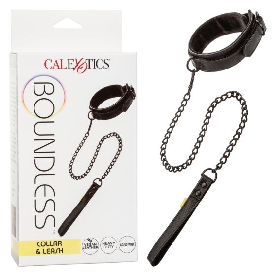 Boundless Collar and Leash set from California Exotic Novelties. Looking for a hot lead? Better get a Boundless Collar with Leash! This adult toy spices up the kink