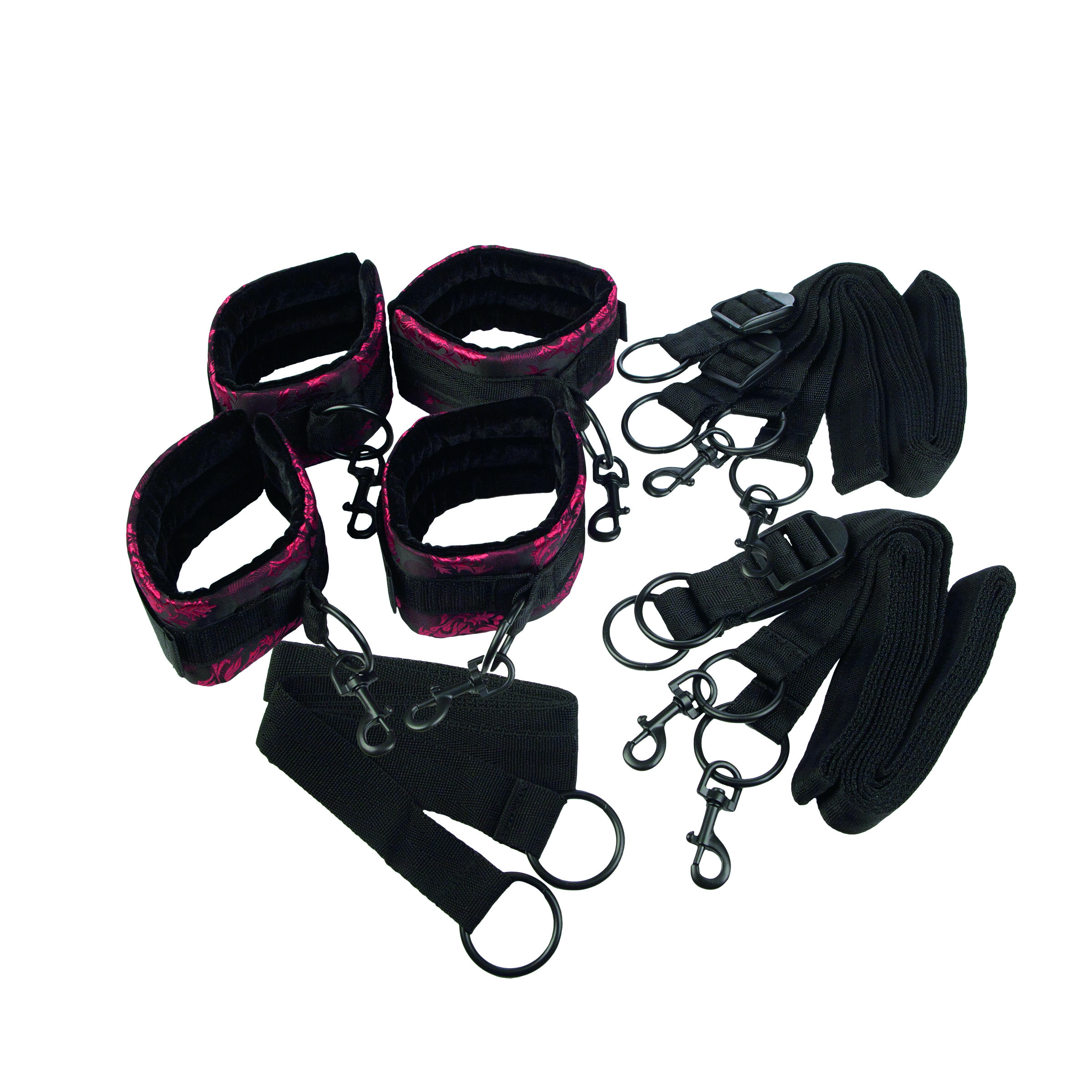 From California Exotic Novelties new Scandal line. Sink into the sensations of total immobility and relinquish total control to your lover with the Scandal Bed Restraints. The lack of movement intensifies all the sensations you experience. As you wiggle a