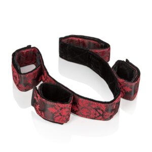 Scandal Bondage Bar from California Exotic Novelties! Bend over and get ready for ecstasy with the Scandal Bondage Bar. You will look amazing bent over and restrained with all of your assets on display for your loverâs enjoyment. The high quality