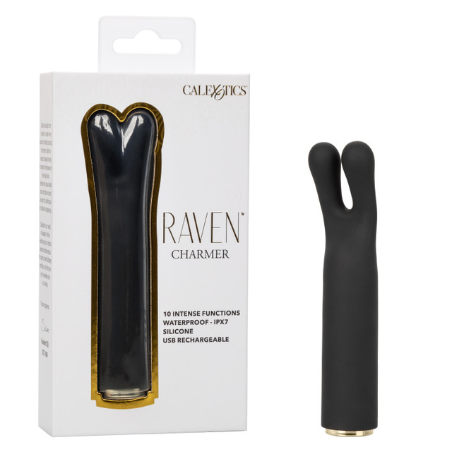 Raven Charmer Mini Massager Black from California Exotic Novelties. Introducing the Raven Charmer