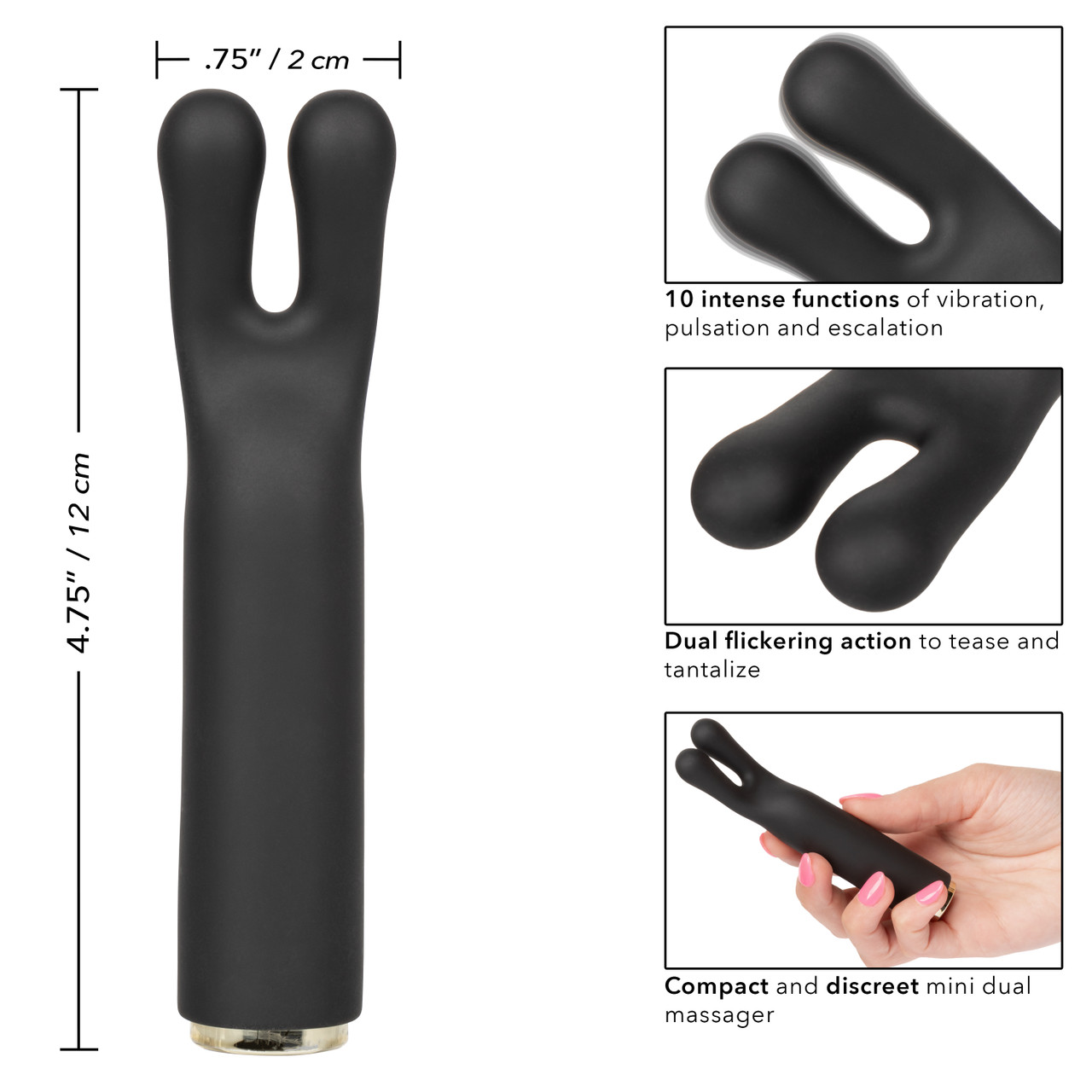 Raven Charmer Mini Massager Black from California Exotic Novelties. Introducing the Raven Charmer