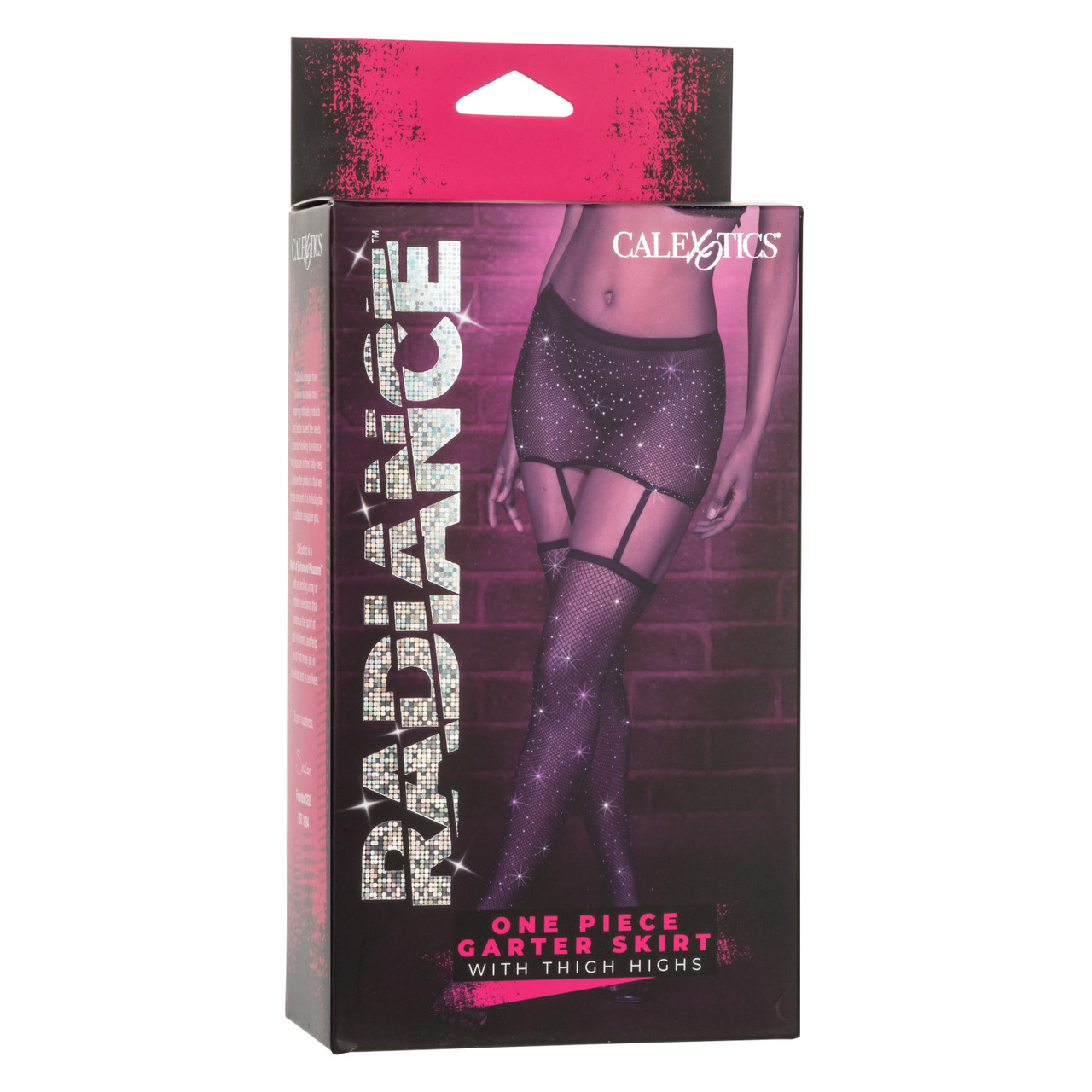Radiance 1 Piece Garter Skirt with Thigh High Stockings from California Exotic Novelties. Introducing the captivating Radiance One Piece Garter Skirt with Thigh Highs