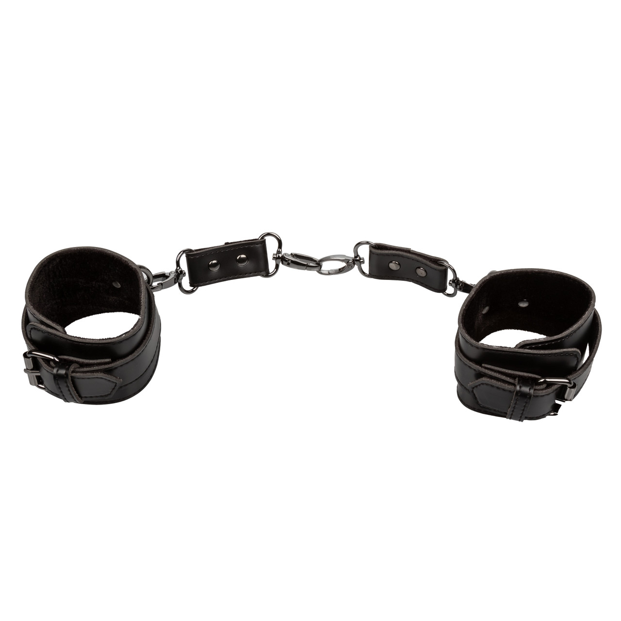 Euphoria Handcuffs from California Exotic Novelties. Experience the captivating allure of restraint play with the Euphoria Collection Hand Cuffs. This exquisite set includes two wrist restraints that perfectly blend functionality with contemporary design