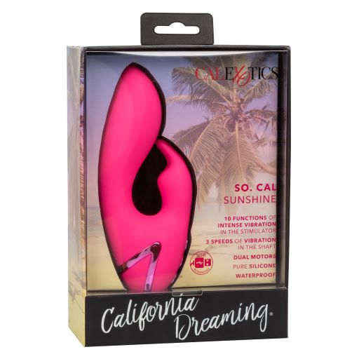 California Dreaming So. Cal Sunshine Pink Rabbit Style Vibrator from California Exotic Novelties. Indulge in wave after wave of pleasure as this compact California Dreaming So. Cal Sunshine vibes against your most sensual sweet spots. The 10 intense vibra