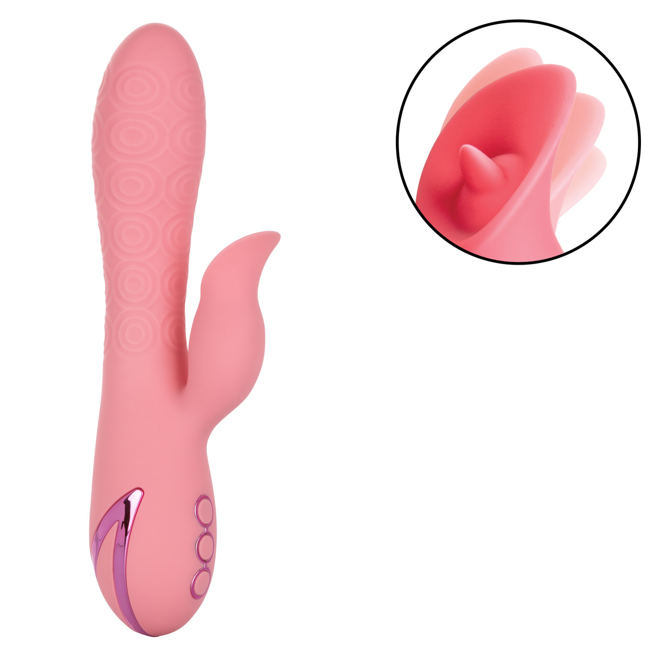 California Dreaming Pasadena Player Pink Rabbit Vibrator from California Exotic Novelties. Give into the beauty of pleasure with the perfectly crafted California Dreaming Pasadena Player. The luxurious massager has 10 intense vibration functions