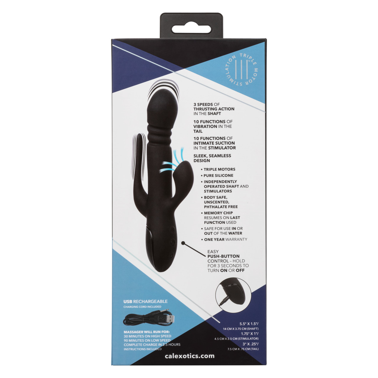III Triple Euphoria from California Exotic Novelties. Indulge your wildest fantasies with the wickedly powerful III Triple Euphoria Double Rabbit Style Vibrator. Experience pleasure like never before with the powerful triple action rechargeable massager w