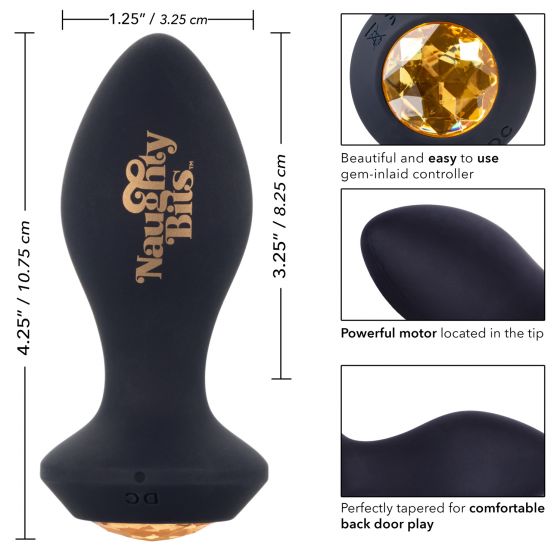 Naughty Bits Shake Your Ass Petite Vibrating Butt Plug from California Exotic Novelties. Shake and shimmy to the rhythmic vibrations of the Naughty Bits Shake Your Ass Petite Vibrating Butt Plug. This bold Plug has a contoured design and powerful vibratin