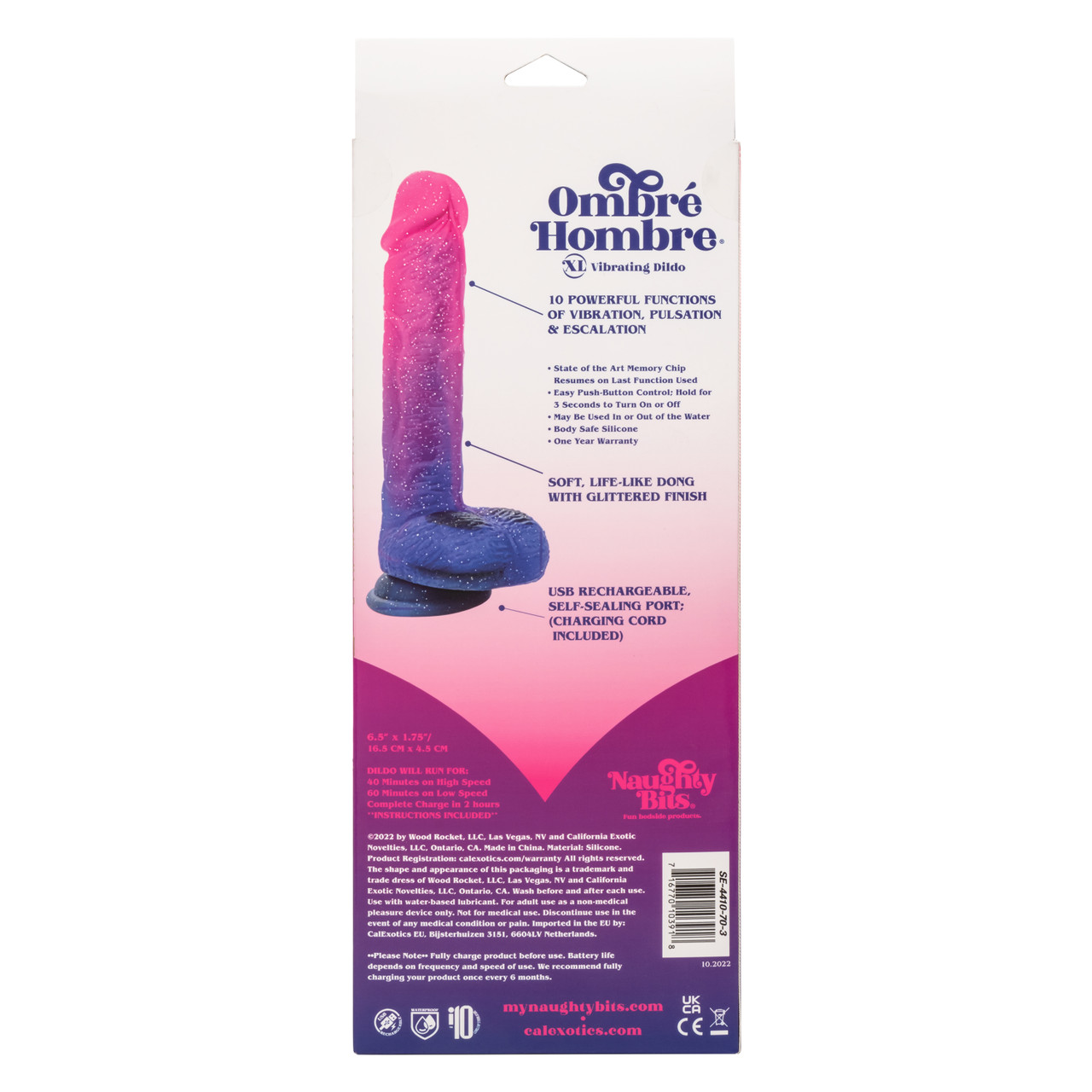 Naughty Bits Ombre Hombre XL Vibrating Dildo from California Exotic Novelties. The Naughty Bits Ombre Hombre XL Vibrating Dildo is a soft