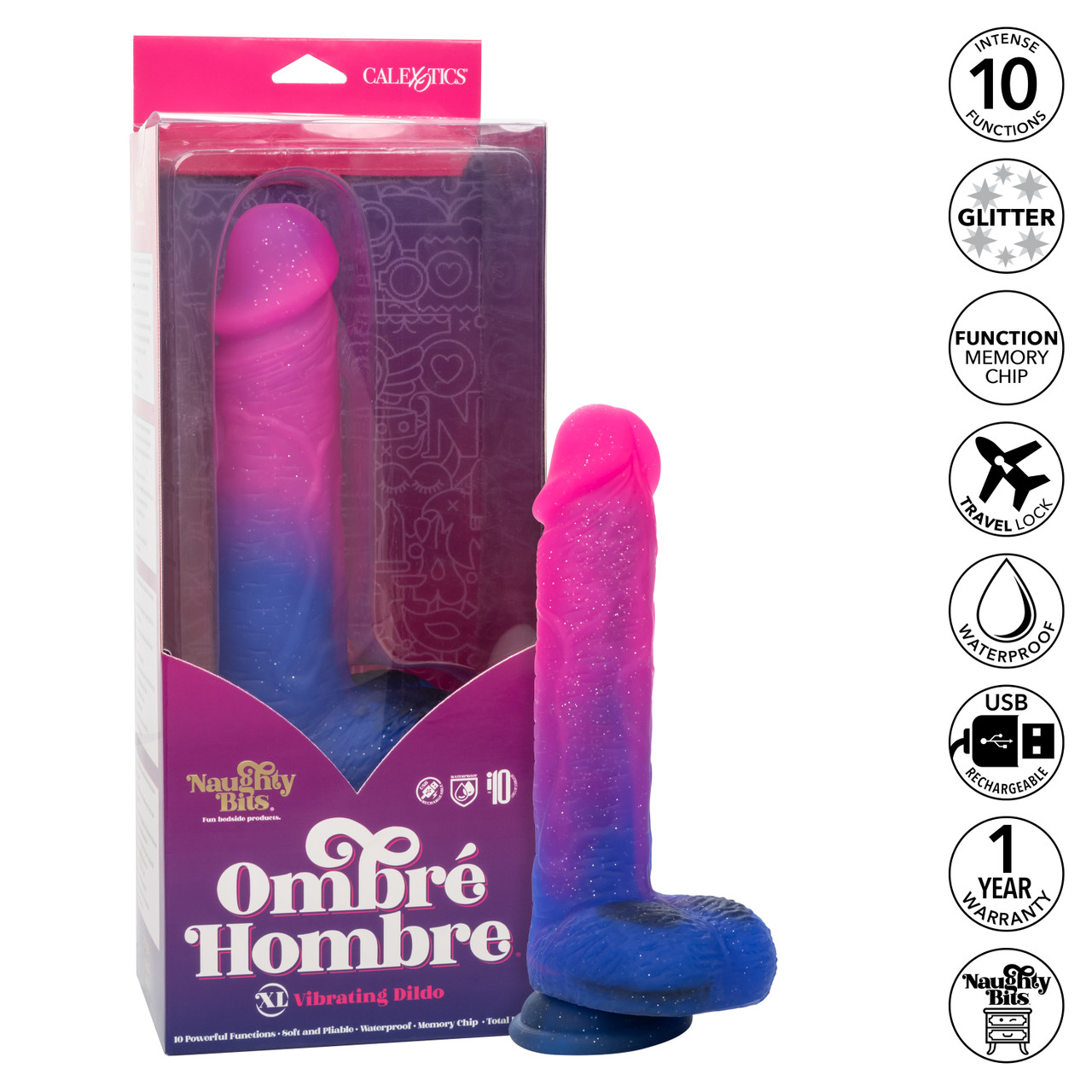 Naughty Bits Ombre Hombre XL Vibrating Dildo from California Exotic Novelties. The Naughty Bits Ombre Hombre XL Vibrating Dildo is a soft