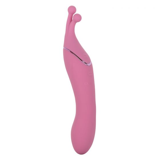 (WD) Tempt and Tease Kiss Massager from California Exotic Novelties. The Tempt and Tease Kiss is a dual sided massager that knows exactly what you are craving. Feel the heat rise with the dual ended massager with two distinctive ends