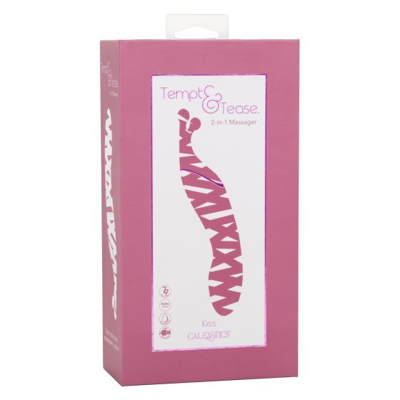 (WD) Tempt and Tease Kiss Massager from California Exotic Novelties. The Tempt and Tease Kiss is a dual sided massager that knows exactly what you are craving. Feel the heat rise with the dual ended massager with two distinctive ends