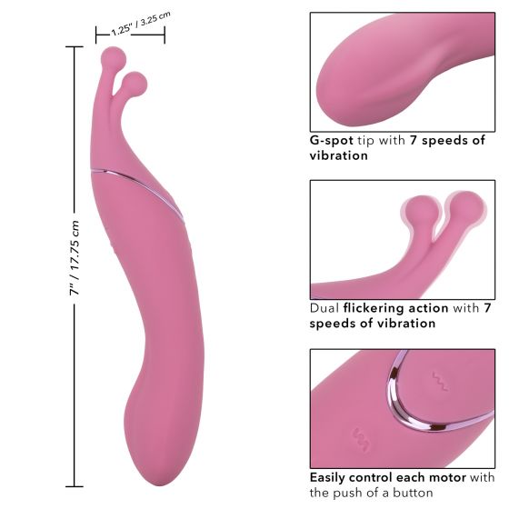 (WD) Tempt and Tease Kiss Massager from California Exotic Novelties. The Tempt and Tease Kiss is a dual sided massager that knows exactly what you are craving. Feel the heat rise with the dual ended massager with two distinctive ends