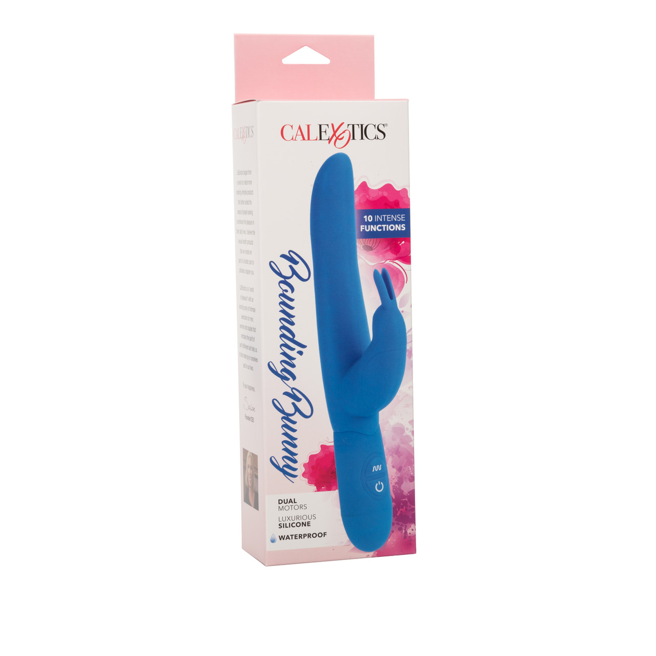 Posh 10 Function Silicone Bounding Bunny Blue Vibrator from California Exotic Novelties. The Posh 10 Function Bounding Bunny is a super slim