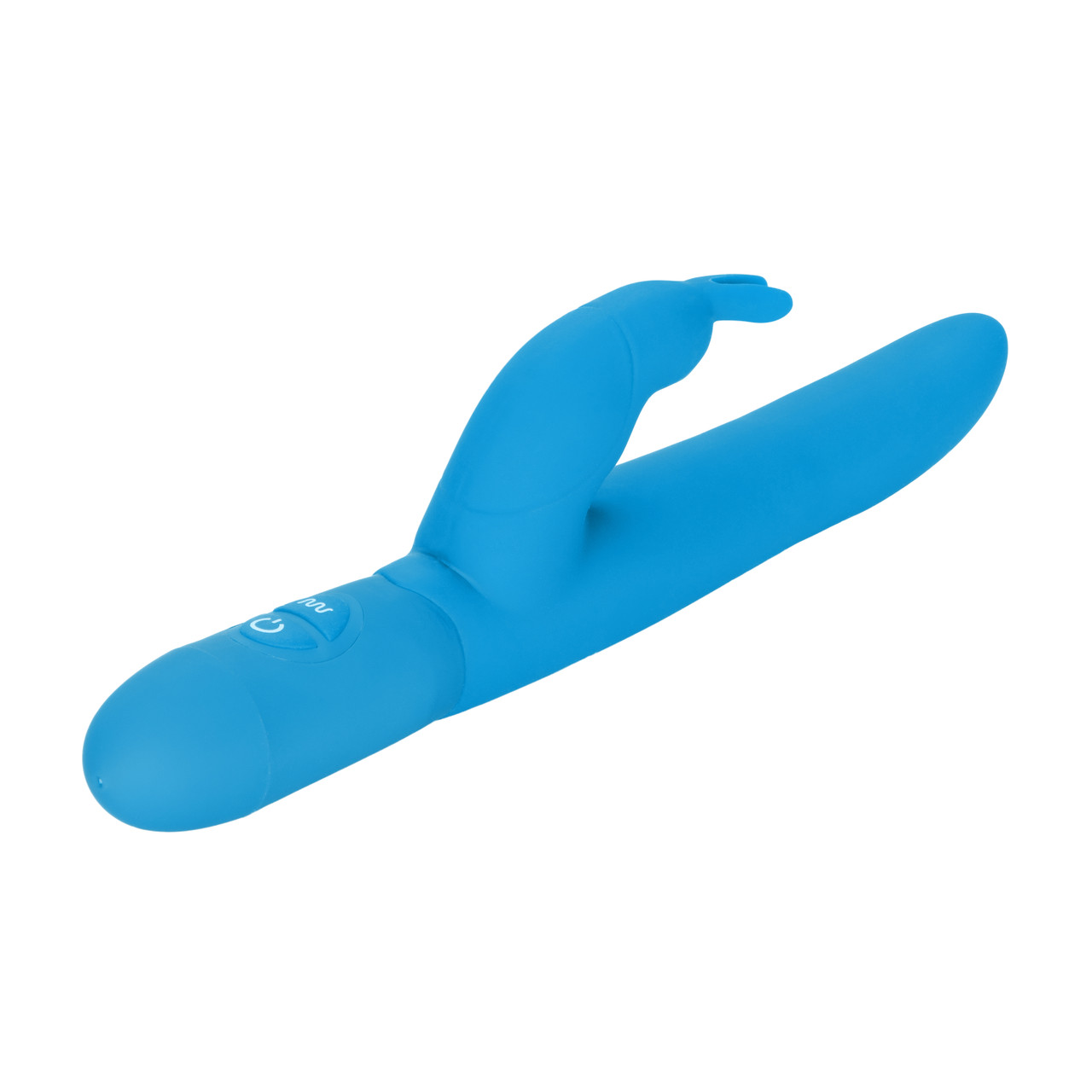 Posh 10 Function Silicone Bounding Bunny Blue Vibrator from California Exotic Novelties. The Posh 10 Function Bounding Bunny is a super slim