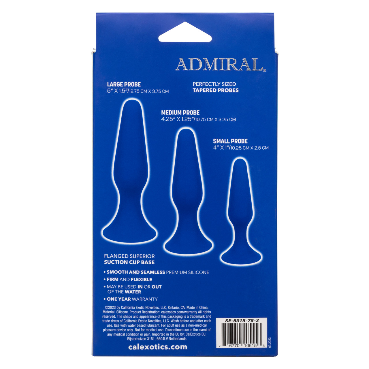 Admiral Anal Tranier Kit from California Exotic Novelties. Unlock new levels of pleasure with the Admiral Anal Trainer Kit. This comprehensive set includes three premium Silicone probes in graduated sizes