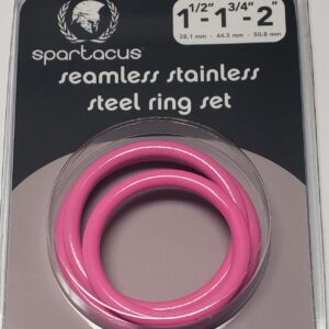 Pink Seamless Stainless Steel C Ring Set comes with 3 different sizes of cock rings. 1.5 inches cock ring