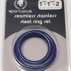 Blue Seamless Stainless Steel C Ring Set comes with 3 different sizes of cock rings. 1.5 inches cock ring