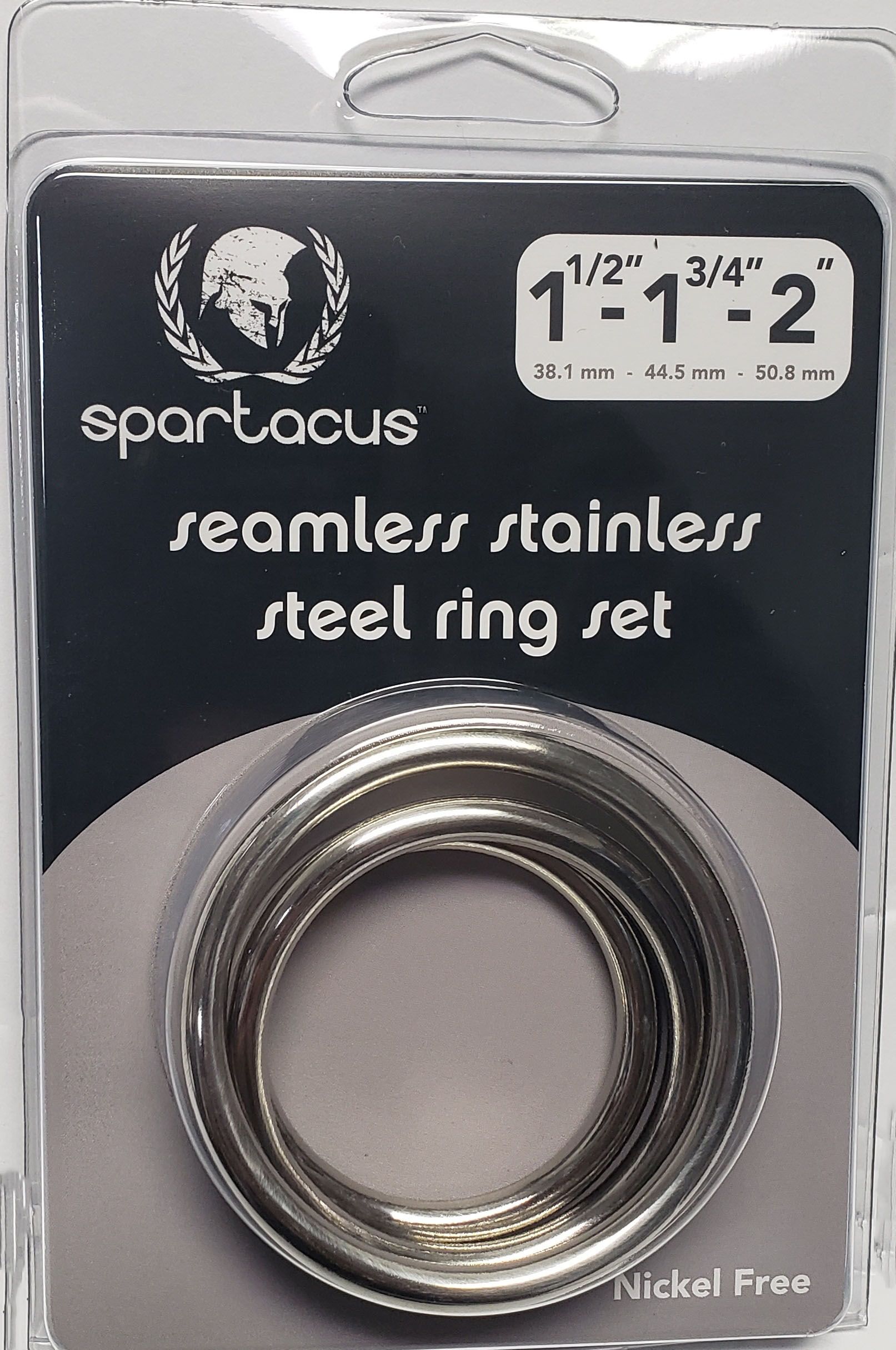 Seamless Stainless Steel C Ring Set comes with 3 different sizes of cock rings. 1.5 inches cock ring
