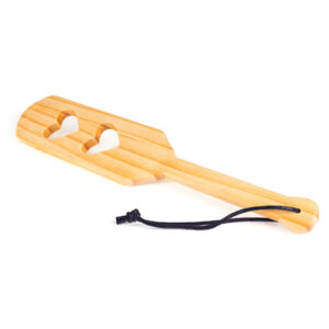 Wood Paddle 36cm e or approximately 14.17 inches with 2 holes hearts from Spartacus Leathers. All Natural Wood Paddle made of high quality Natural Pine Wood is durable and light weight. Allows you to use as long as you want. 4 air flow holes cut out on ai