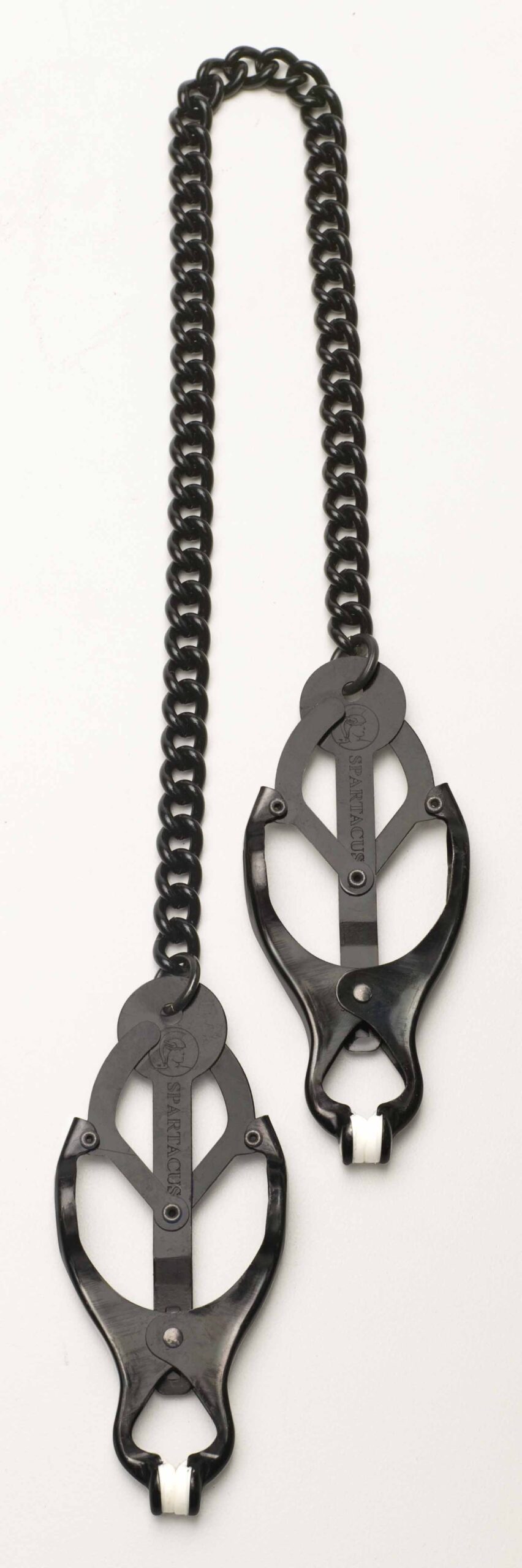 Blackline Endurance Butterfly Clamps Link Chain. Endurance nipple clamps with link chain offer maximum pressure for an intense and localized experience. These endurance nipple clamps feature a sturdy