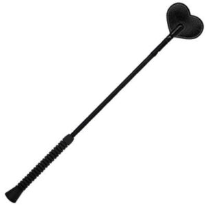 20 inches Flexi Crop Black Heart Shape Leather Tip from Spartacus Leathers. You can be dominant while still being Sweet with this Heart Shaped Tip all Leather crop. Heart shaped Leather tip is double layered for durability. The Shaft and the Handle is cov