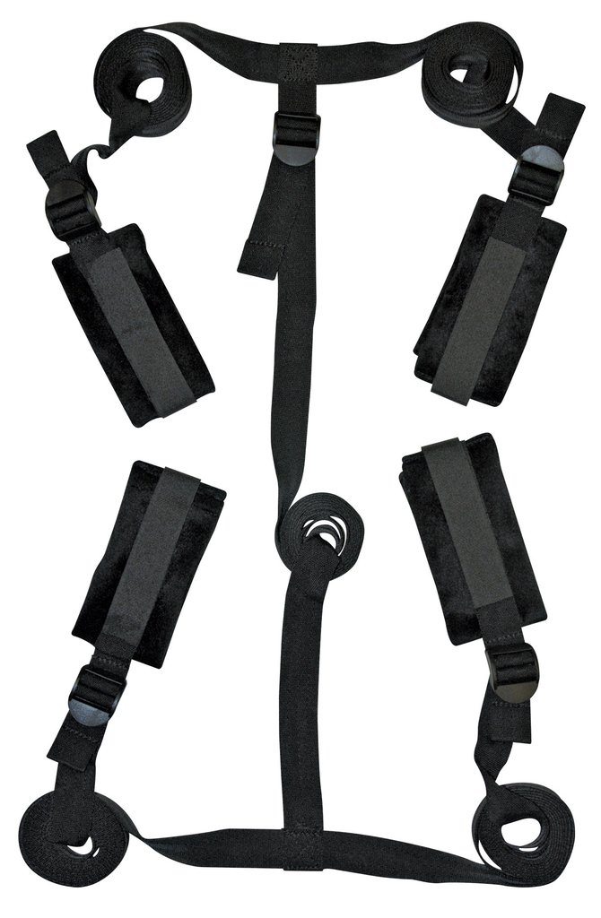 Sex & Mischief Bed Bondage Restraint Kit from Sportsheets contains four cuffs and four tethers