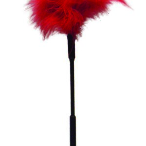 Sex and Mischief Collection from Sportsheets. Feather Tickler Red. Designer turkey feathers for ultimate tickling tactile play. Details 13 inches soft Feather Tickler in red. Materials Turkey feather