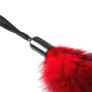Pleasure Feathers Red from Sportsheets. A perfect finishing touch to any sex toy collection! This sassy little feather tickler lets you arouse your lover with playful strokes across their body. Simply slide on the attached wrist strap
