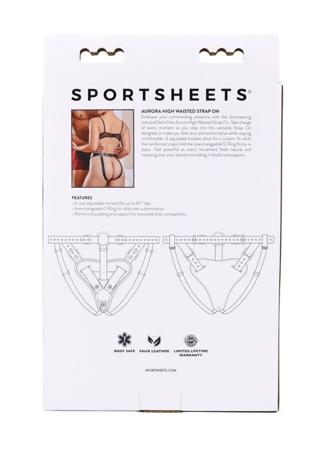 Sportsheets Aurora High Waisted Strap On. Embrace your commanding presence with the domineering look and feel of the Aurora High Waisted Strap On Harness. Take charge of every moment as you step into this versatile Strap On harness designed to make you fe