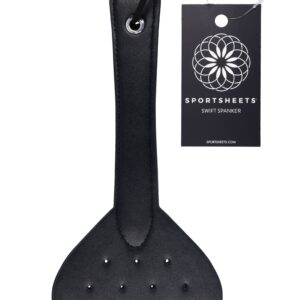 Sportsheets Swift Spanker. Seize control and ignite fresh excitement with the beguiling sensations and endearing smacks of the Swift Spanker. Perforated with holes scattered across the split tipped edge for reduced resistance and a satisfying smack strong