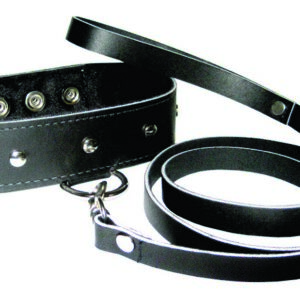 Sportsheets Leather Collar and Leash set for training your sex slave or pet. Soft leather collar adjusts with buckle closure for safe