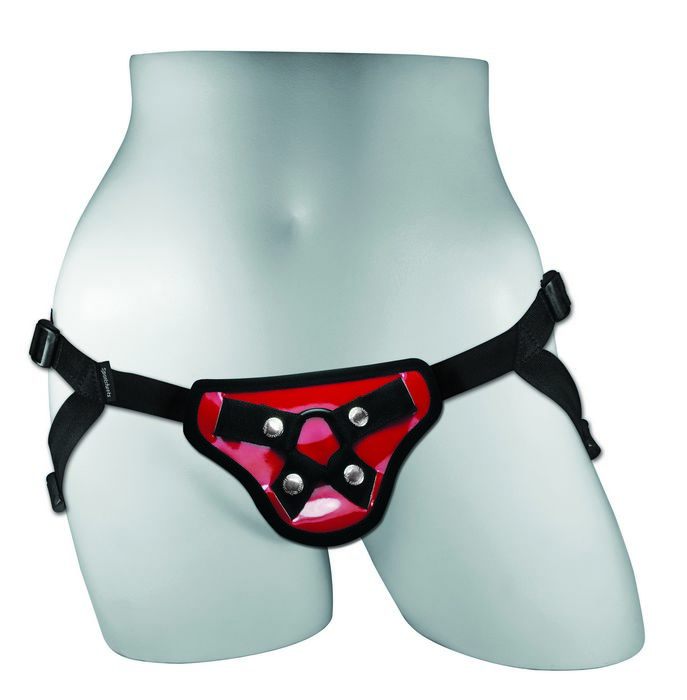 Sportsheets Entry Level Phoenix Harness Red features and benefits great style and price point for those new to pegging. Easy to get on and comfortable to wear. Can change dildos and rings if desired. Includes: 4 way adjustable straps fits up to 60 inches
