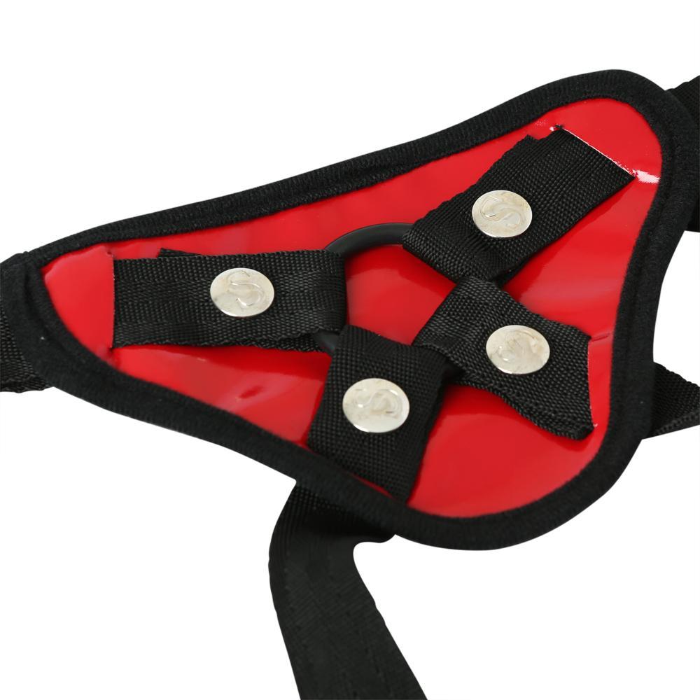 Sportsheets Entry Level Phoenix Harness Red features and benefits great style and price point for those new to pegging. Easy to get on and comfortable to wear. Can change dildos and rings if desired. Includes: 4 way adjustable straps fits up to 60 inches