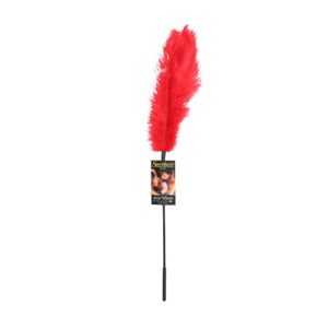 Ostrich Feather Tickler luxurious genuine ostrich feather will keep the most shy partner from burying their head in the sand. Sometimes the tease is more powerful than the torment! Invoke your inner French maid as you playfully tickle and tease from a di
