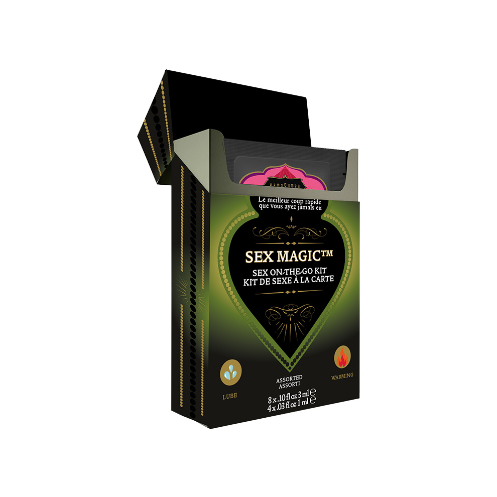 Sex To Go Prepack from the Kama Sutra Company. The perfect gift for anyone on your nice or naughty list. Includes 12 Packages included Kama Sutra Sex Magic Sex On The Go Kit Prepack mindblowing orgasms. 4 Arousal Intensifying Gel Warming packettes
