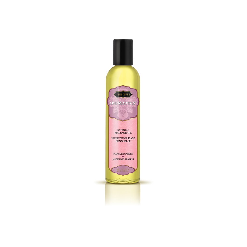 Kama Sutra Aromatic Massage Oil Pleasure Garden 2 fluid ounces. Feel the difference. Now available in a convenient travel size