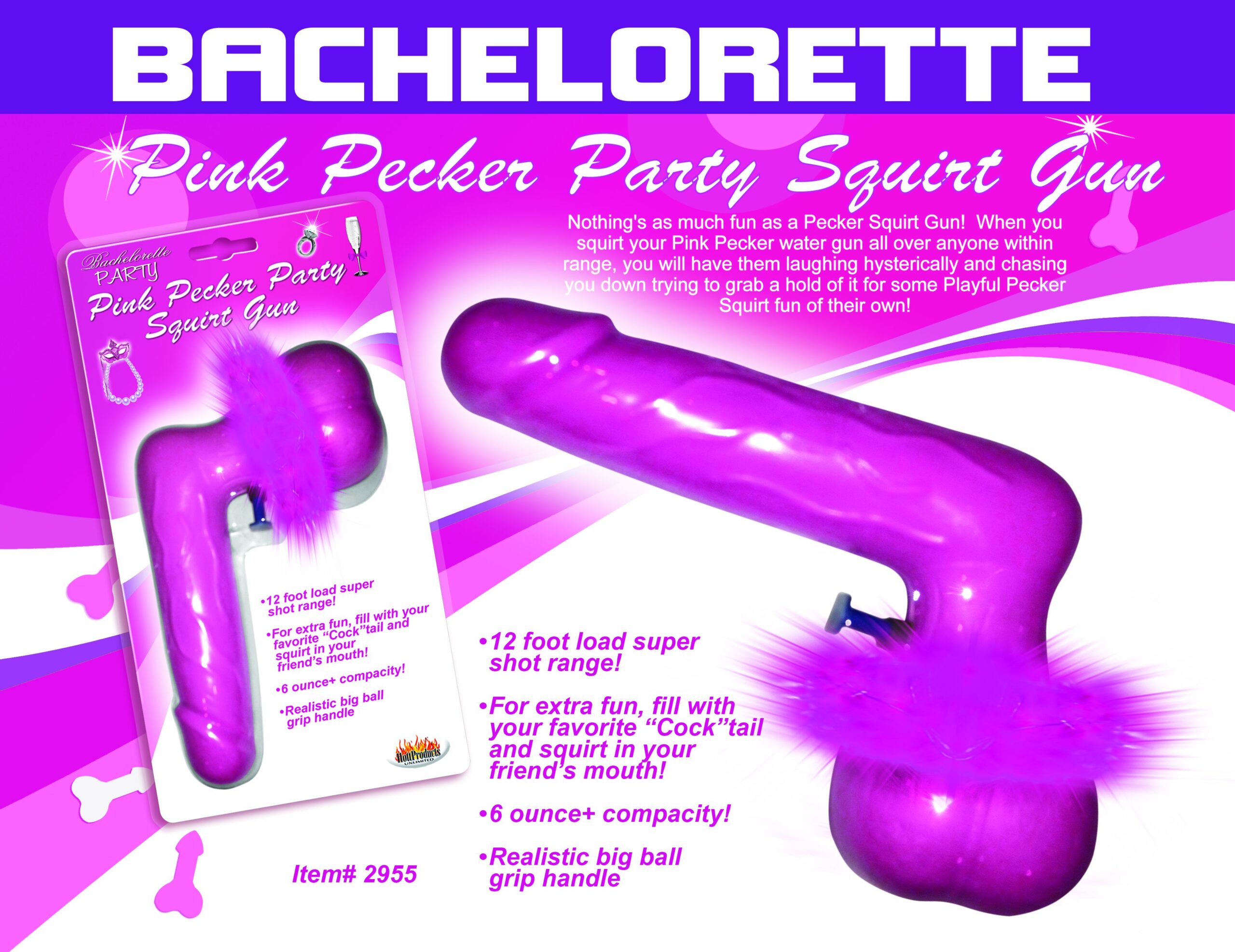 Pink Pecker Party Squirt Gun from Hott Products Unlimited. Nothing is as much fun as a pecker squirt gun! When you squirt anyone within range