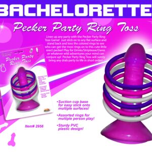 Bachelorette game Pink Pecker Party Ring Toss from Hott Products Unlimited. Liven up any party with the Pecker Party Ring Toss game. Just stick it on any flat surface and stand back and toss the colored rings to see who can the most rings on the cute litt