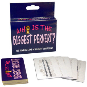 Who's The Biggest Pervert Card Game from Kheper Games. Who is the Biggest Pervert? is a drinking game where players answer questions about naughty things they have done in order to determine which one of them is the biggest pervert! Players can easily ent