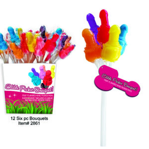 Edible Pecker Bouquet 72 Pieces Pail Display from Hott Products Unlimited. Do up your party the right way with the Edible Pecker Rose Bouquet! Six delectable flavors of Edible Pecker Candy Fun. Great tasting erotic treats that are as much fun to play with