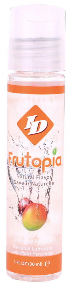 ID Frutopia Mango Flavored Lubricant 1 ounce. All natural treat! Frutopia is the state of ecstasy you will be in after tasting the natural flavors in this latest lubricant line by ID. Frutopia gives you and your partner a delicious experience that no othe