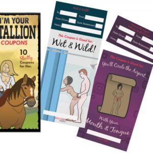 I'm Your Stallion Coupons from Kheper Games. 10 Slutty Coupons for her to enjoy. She gets to present coupons to him when she wants to redeem one of the humorous