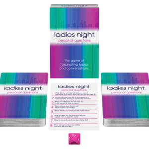 Ladies Night Personal Questions Game from Kheper Games. The game of fascinating topics and conversations! Players take turns rolling the die and asking personal questions from the game cards. The rest of the group votes for their favorite answer