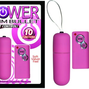 Power Slim Bullet Remote Control Pink Vibrator. Wireless remote control slim bullet. Intense orgasmic pleasure. 10 function waterproof bullet vibrator. Waterproof for play outside the bedroom. Vibrating sex toy is made using phthalate free