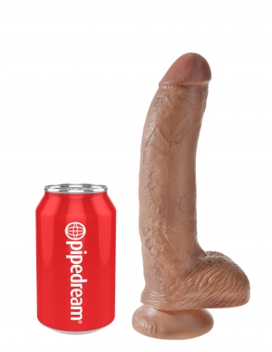 King Cock 9 inches with Balls Tan Dildo Real Deal RD from Pipedream Products. Do you want your first dildo to look and feel just like the rock hard stud you have always fantasized about? Stop dreaming and get down with the King! Every vein