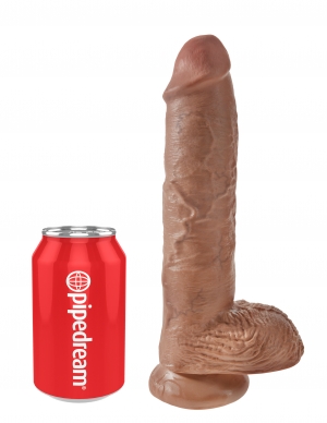 King Cock 10 inches with Balls Tan Dildo Real Deal RD from Pipedream Products. Do you want your first dildo to look and feel just like the rock hard stud you have always fantasized about? Stop dreaming and get down with the King! Every vein