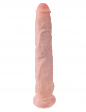 King Cock 14 inches Cock with Balls Beige Dildo Real Deal RD. Do you want your first dildo to look and feel just like the rock hard stud you have always fantasized about? Stop dreaming and get down with the King! Every vein