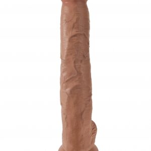 King Cock 14 inches Cock with Balls Tan Dildo Real Deal RD. Do you want your first dildo to look and feel just like the rock hard stud you have always fantasized about? Stop dreaming and get down with the King! Every vein