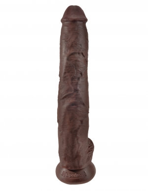 King Cock 14 inches Cock with Balls Brown Dildo Deal RD. Do you want your first dildo to look and feel just like the rock hard stud you have always fantasized about? Stop dreaming and get down with the King! Every vein